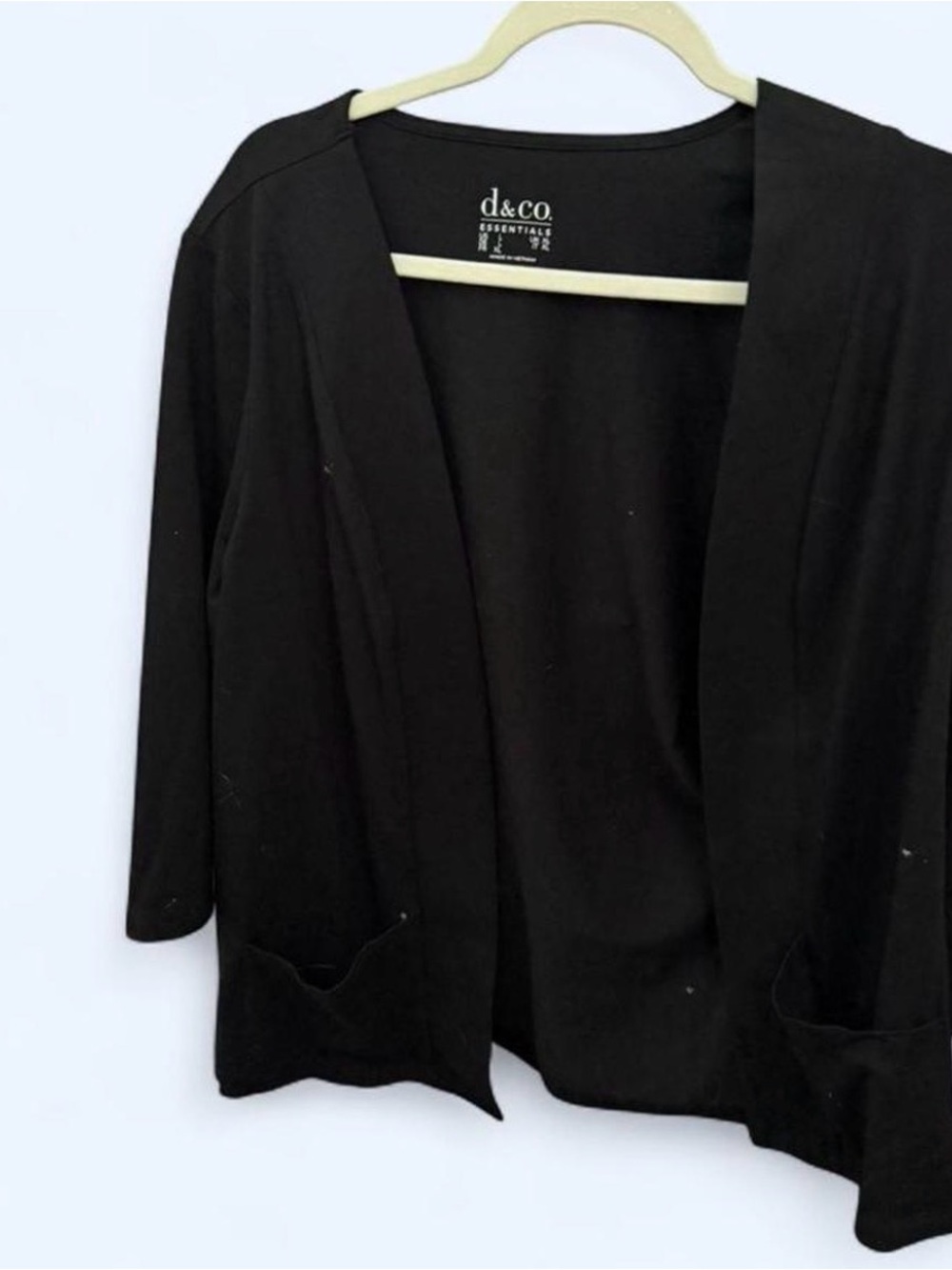 Essentials Black Open-Front Blazer Cardigan